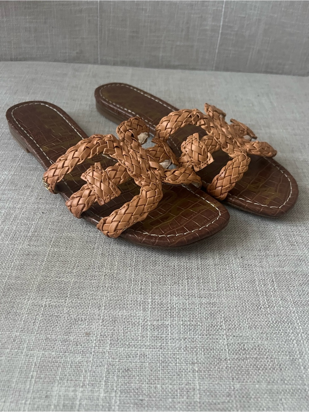 Sam Edelman Braided Tan Slip-On Sandals - Picture 3 of 8